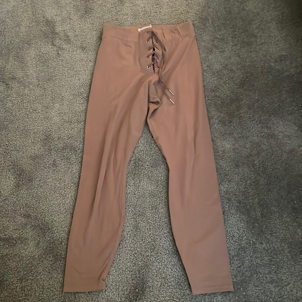 Good American Brown Lace Up Leggings